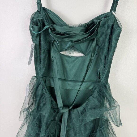 Blondie Nites Prom Dress Women's Dark Green Ruffled Juniors A-Line Maxi Sz 7 - Picture 9 of 11
